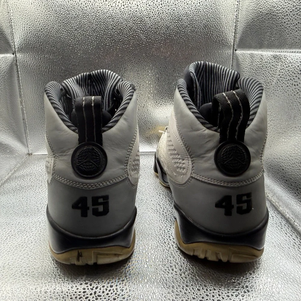 Size 10.5 Air Jordan 9 Retro Barons White Black Mid Top Mens Sneakers 302370-106